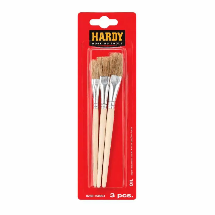 Zestaw 3 pędzli malarskich precyzyjne płaskie do farb olejnych Hardy