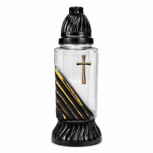 Znicz nagrobny szklany z wkładem czarny przezroczysty Z-222 B
