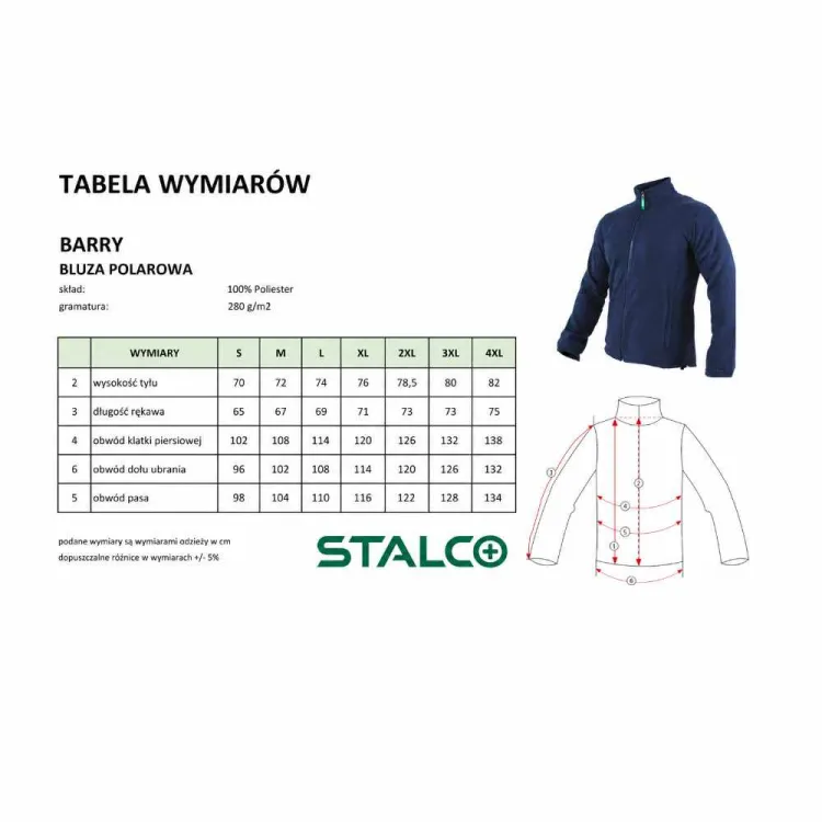 Bluza polarowa męska robocza Stalco Barry 280g/m² szara XL