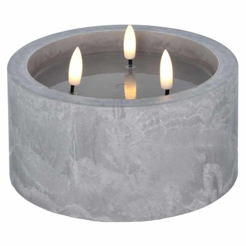 Świeca LED 3 płomienie efekt betonu 15,5x10cm ciepła biała Avrelis