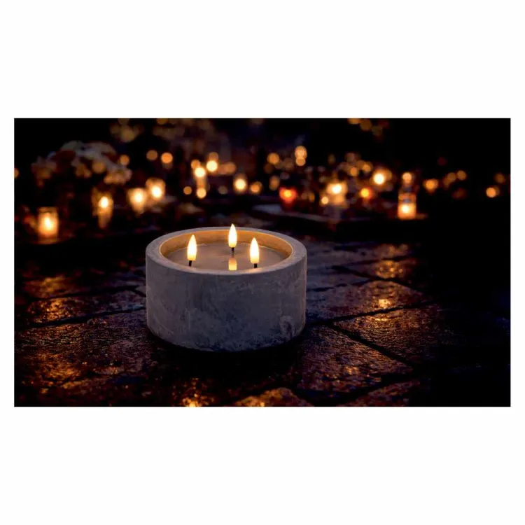 Świeca LED 3 płomienie efekt betonu 15,5x10cm ciepła biała Avrelis