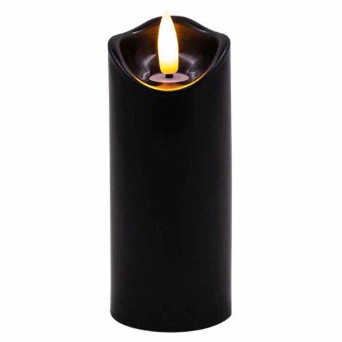 Świeczka LED czarna migoczący płomień ciepła biel 5x12,5cm Chomik