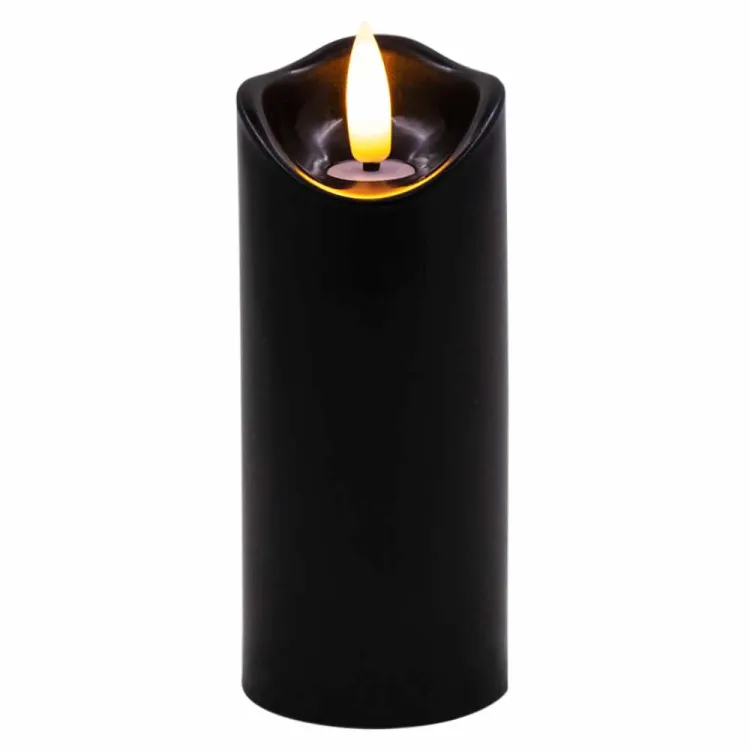 Świeczka LED czarna migoczący płomień ciepła biel 5x12,5cm Chomik