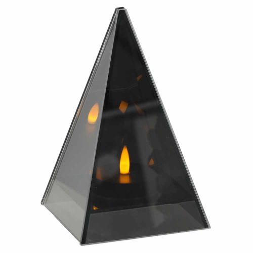 Lampion LED szklany piramida 3D migoczący płomień 12x12x19cm Chomik