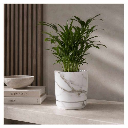 Osłonka na doniczkę plastikowa 14x14cm marmurowa matowa do wnętrz polska