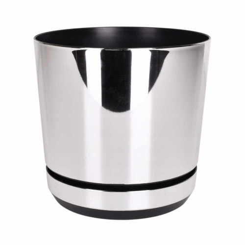 Osłonka na doniczkę plastikowa srebrna połysk 16x16x15,5cm Direct Home and Garden