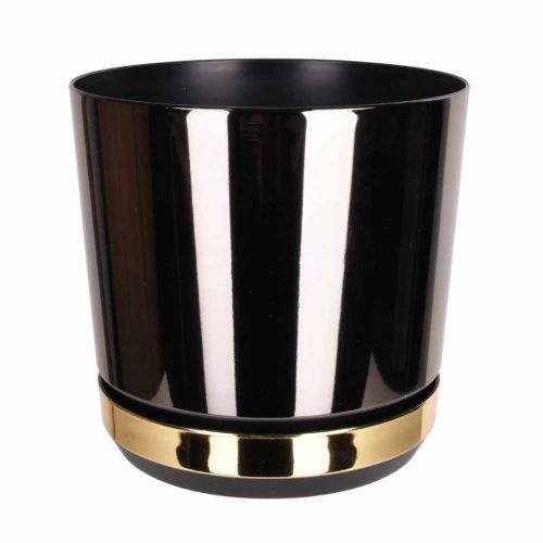 Osłonka na doniczkę plastikowa duo czarno-złota połysk 18x18x18cm Direct Home and Garden