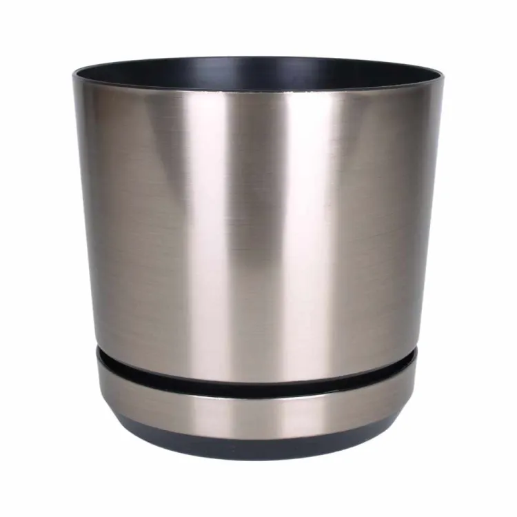 Osłonka na doniczkę plastikowa kolor stal połysk 18x18x18cm Direct Home and Garden