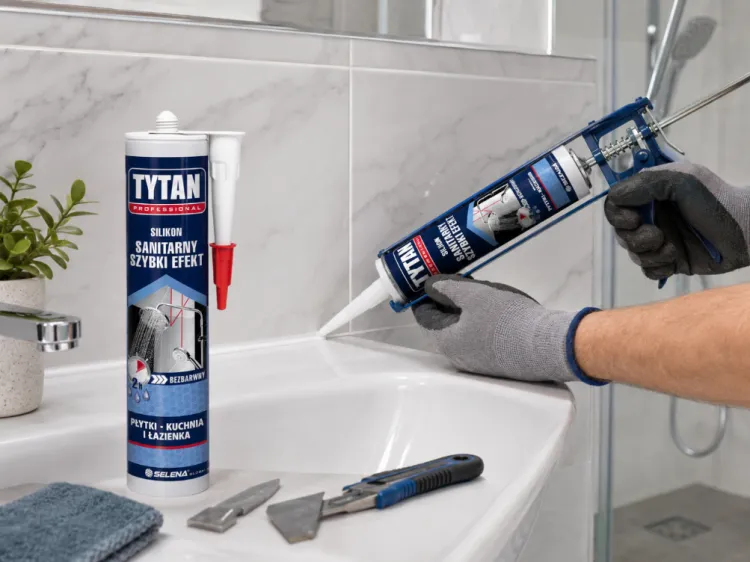 Silikon sanitarny Szybki Efekt bezbarwny 280ml do kuchni i łazienki Tytan Professional