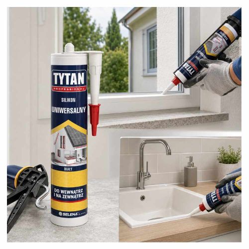 Silikon uniwersalny biały 280ml do wnętrz i na zewnątrz Tytan Professional