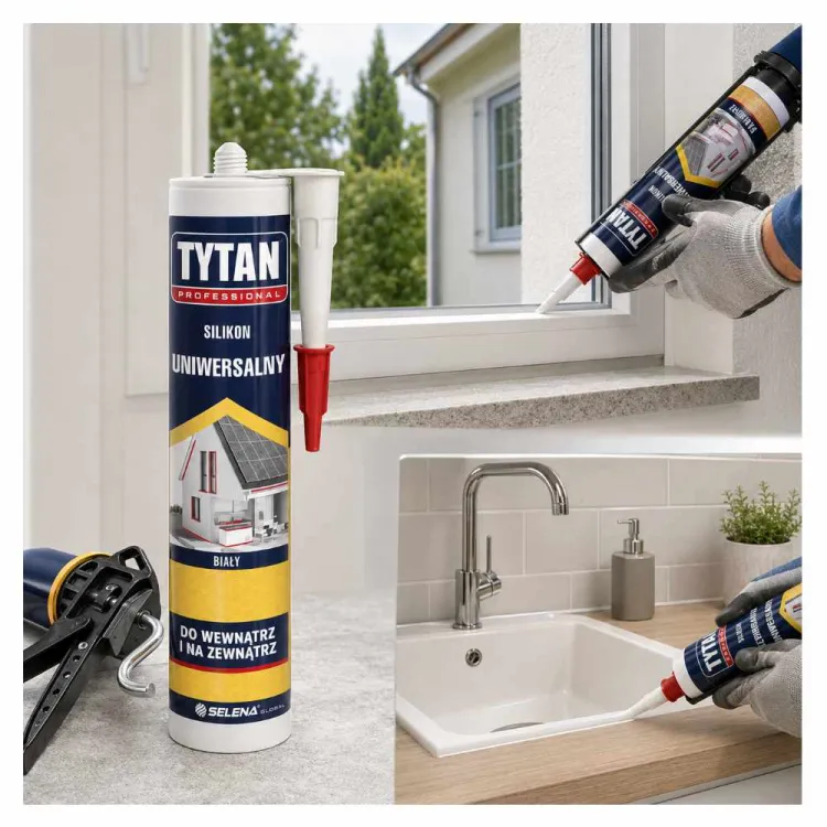 Silikon uniwersalny biały 280ml do wnętrz i na zewnątrz Tytan Professional
