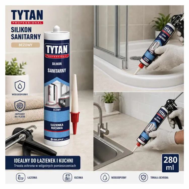 Silikon sanitarny beżowy 280ml do łazienki i kuchni Tytan Professional