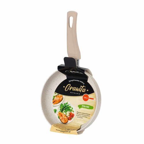 Patelnia mini 14cm aluminiowa z powłoką nieprzywieralną PTFE beżowa GRANITA