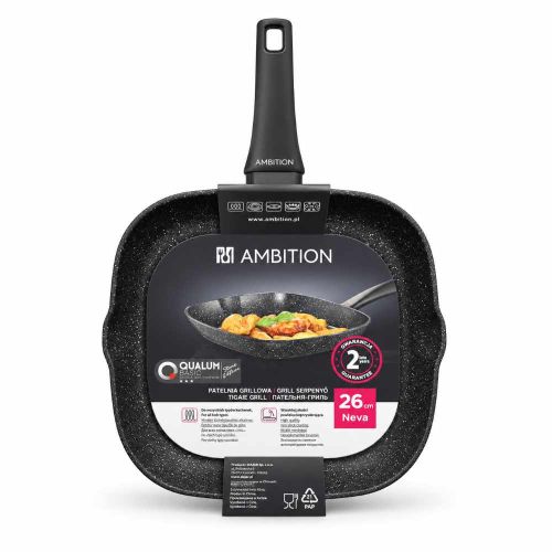 Patelnia grillowa 26cm kwadratowa Qualum Basic Stone Edition Neva Ambition