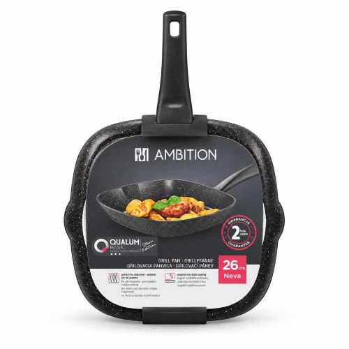Patelnia grillowa 26cm kwadratowa Qualum Basic Stone Edition Neva Ambition