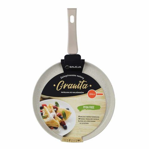 Patelnia do naleśników 24cm aluminiowa z powłoką kamienną Granita beżowa