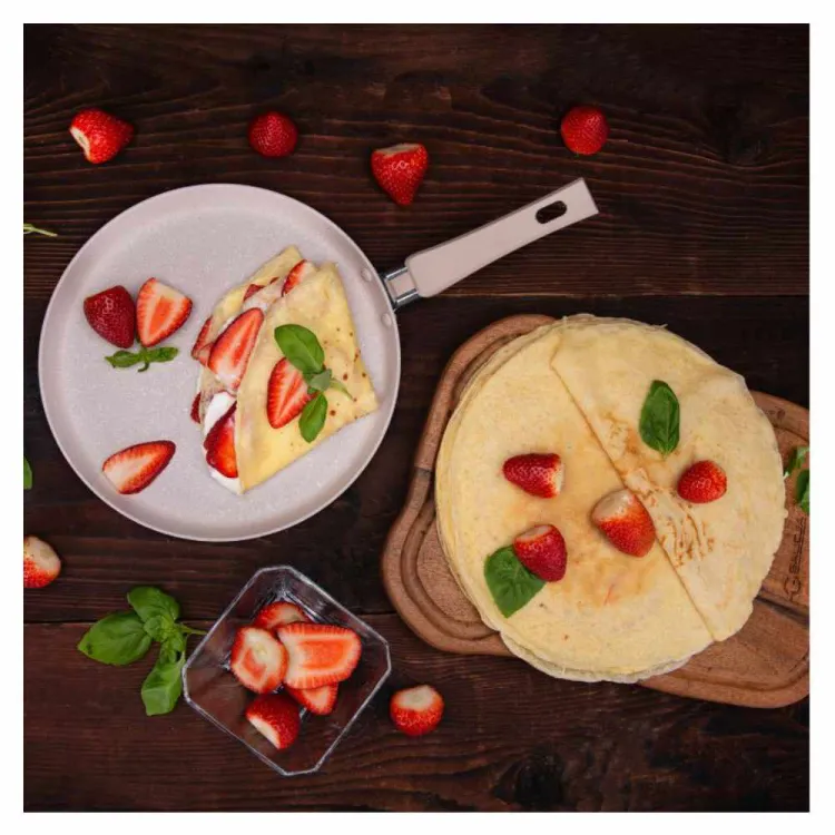 Patelnia do naleśników 24cm aluminiowa z powłoką kamienną Granita beżowa