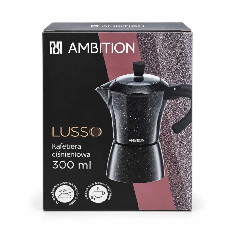 Kawiarka ciśnieniowa aluminiowa 300ml 6 filiżanek czarna Lusso Ambition