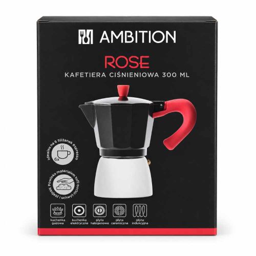 Kawiarka ciśnieniowa do espresso 300ml 6 filiżanek na indukcję Rose Ambition
