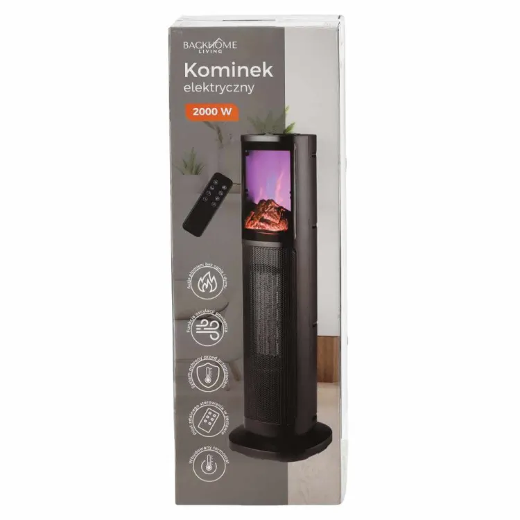 Kominek elektryczny kolumnowy termowentylator PTC 2000W z pilotem FIN2633