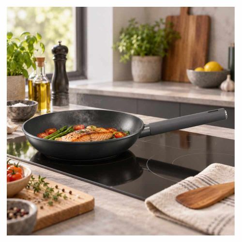 Patelnia aluminiowa na indukcję z Heat Control i powłoką Qualum Basic Stone Edition Grasp