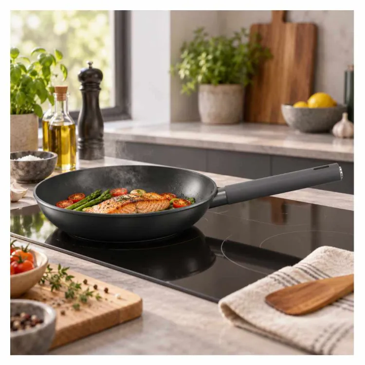 Patelnia aluminiowa na indukcję z Heat Control i powłoką Qualum Basic Stone Edition Grasp