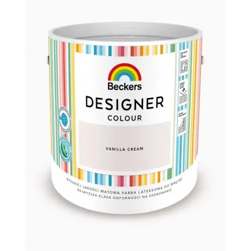 Farba lateksowa Beckers Designer Colour Vanilla Cream 2,5L plamoodporna matowa do ścian i sufitów
