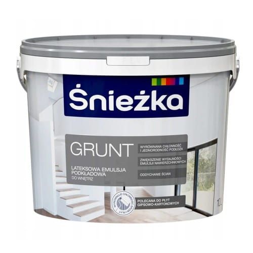 Emulsja podkładowa Śnieżka Grunt 10L lateksowa biała do ścian wewnętrznych wyrównująca chłonność podłoża