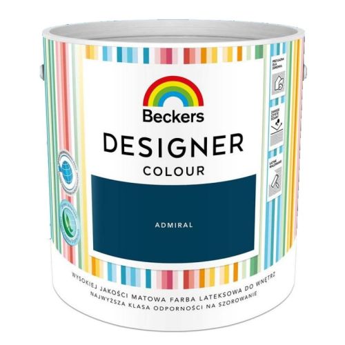 Farba lateksowa Beckers Designer Colour Admiral 2,5L plamoodporna matowa do ścian i sufitów