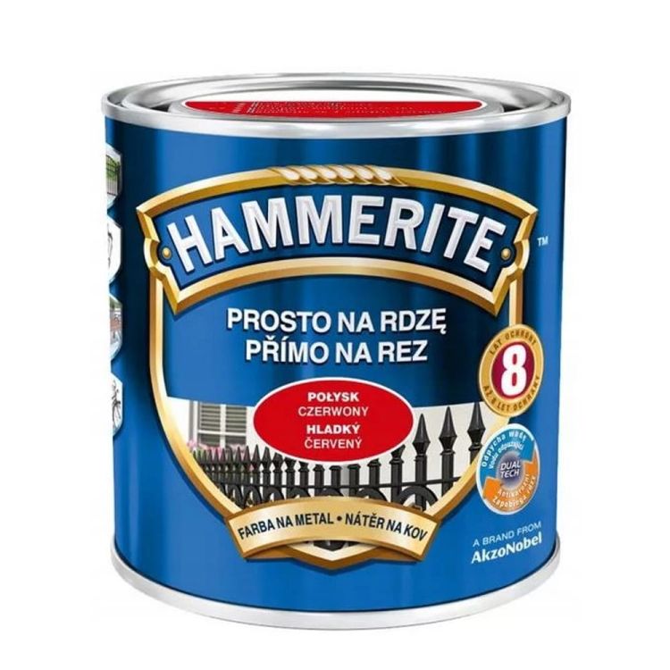 Farba antykorozyjna Hammerite Prosto Na Rdzę połysk Czerwony 0,7L do metalu stal i żeliwo bez podkładu