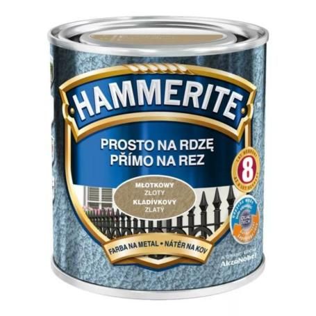 Farba antykorozyjna Hammerite Prosto Na Rdzę Młotkowy Złoty 0,7L do metalu stal i żeliwo bez podkładu