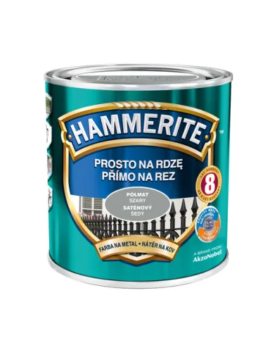 Farba antykorozyjna Hammerite Prosto Na Rdzę półmat Szary 0,7L do metalu stal i żeliwo bez podkładu
