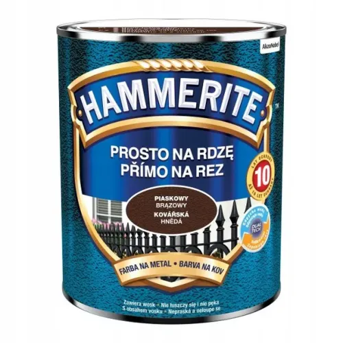 Farba antykorozyjna Hammerite Prosto Na Rdzę piaskowy Brąz 0,7L do metalu stal i żeliwo bez podkładu