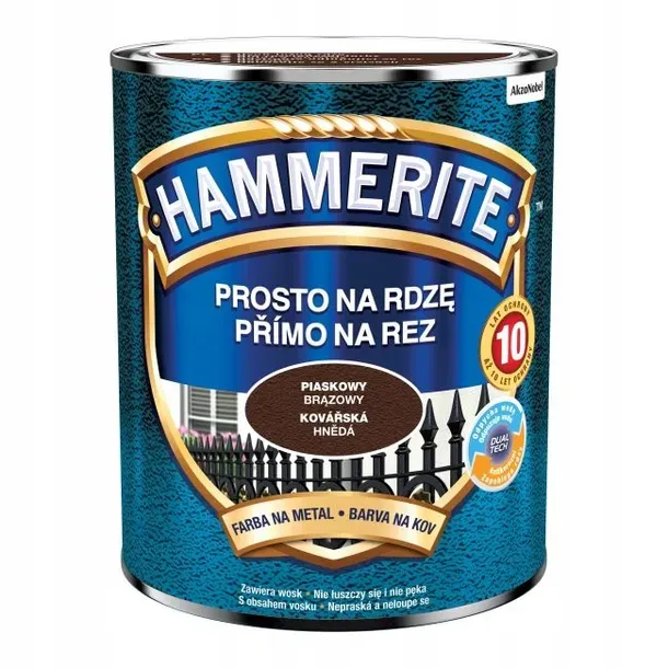 Farba antykorozyjna Hammerite Prosto Na Rdzę piaskowy Brąz 0,7L do metalu stal i żeliwo bez podkładu