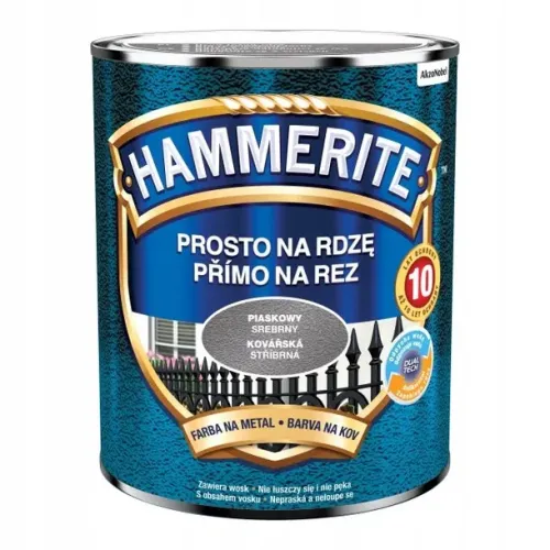 Farba antykorozyjna Hammerite Prosto Na Rdzę piaskowy Srebrny 0,7L do metalu stal i żeliwo bez podkładu