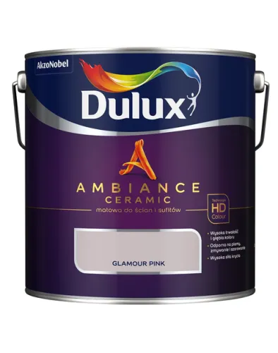 Farba ceramiczna Dulux Ambiance Ceramic Glamour Pink 2,5L odporna na plamy i szorowanie do ścian i sufitów