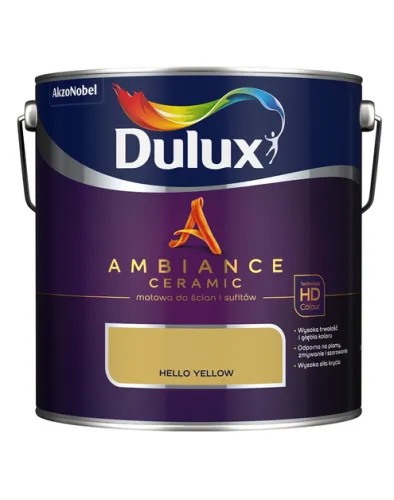 Farba ceramiczna Dulux Ambiance Ceramic Hello Yellow 2,5L odporna na plamy i szorowanie do ścian i sufitów