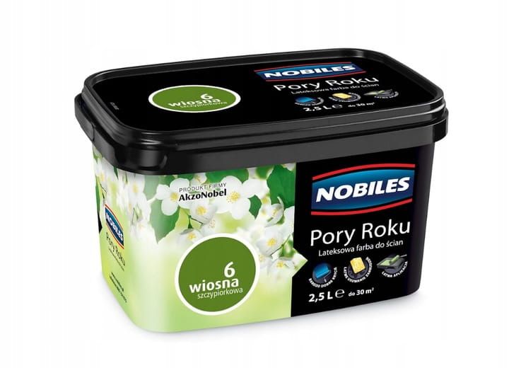 Farba lateksowa Nobiles Pory Roku Wiosna Szczypiorkowa 2,5L matowa do ścian i sufitów do wnętrz