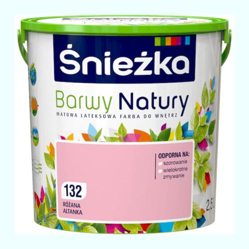 Farba lateksowa Śnieżka Barwy Natury Różana Altanka 2,5L matowa do ścian i sufitów wewnętrznych odporna na szorowanie