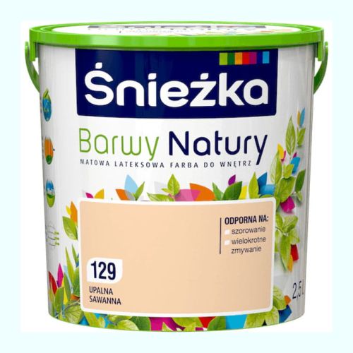 Farba lateksowa Śnieżka Barwy Natury Upalna Sawanna 2,5L matowa do ścian i sufitów wewnętrznych odporna na szorowanie