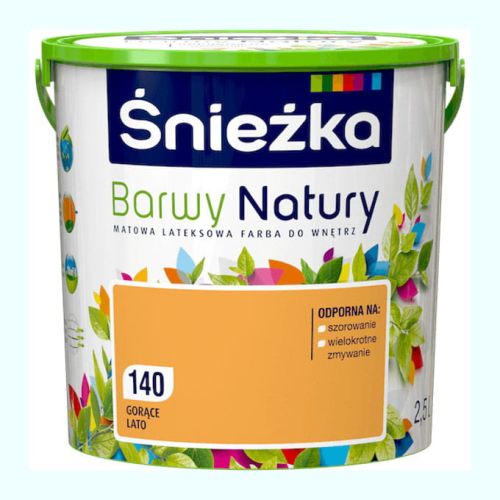 Farba lateksowa Śnieżka Barwy Natury Gorące Lato 2,5L matowa do ścian i sufitów wewnętrznych odporna na szorowanie