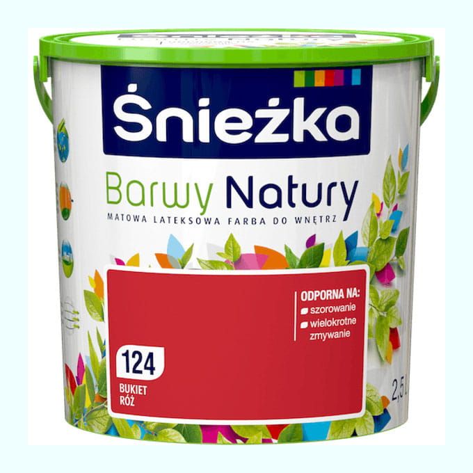 Farba lateksowa Śnieżka Barwy Natury Bukiet Róż 2,5L matowa do ścian i sufitów wewnętrznych odporna na szorowanie
