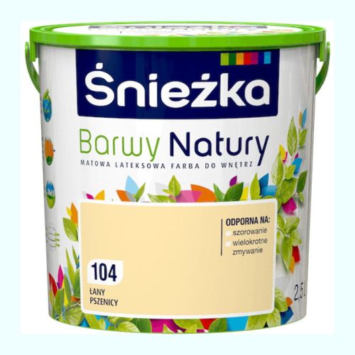 Farba lateksowa Śnieżka Barwy Natury Łany Pszenicy 2,5L matowa do ścian i sufitów wewnętrznych odporna na szorowanie