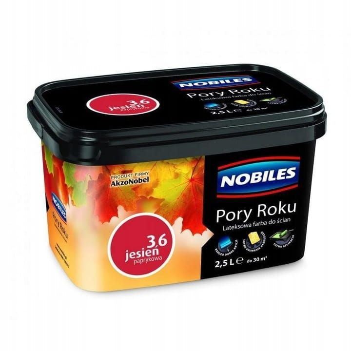 Farba lateksowa Nobiles Pory Roku Jesień Paprykowa 2,5L matowa do ścian i sufitów do wnętrz