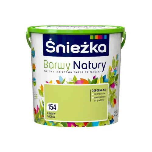 Farba lateksowa Śnieżka Barwy Natury Powiew Wiosny 2,5L matowa do ścian i sufitów wewnętrznych odporna na szorowanie