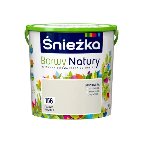 Farba lateksowa Śnieżka Barwy Stalowe Magnolie 2,5L matowa do ścian i sufitów wewnętrznych odporna na szorowanie