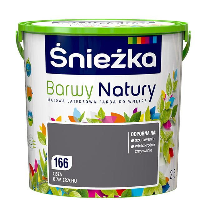 Farba lateksowa Śnieżka Barwy Cisza o Zmierzchu 2,5L matowa do ścian i sufitów wewnętrznych odporna na szorowanie