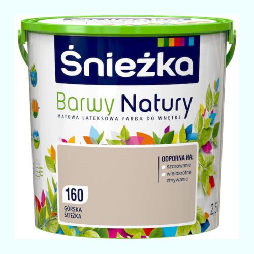 Farba lateksowa Śnieżka Barwy Górska Ścieżka 2,5L matowa do ścian i sufitów wewnętrznych odporna na szorowanie