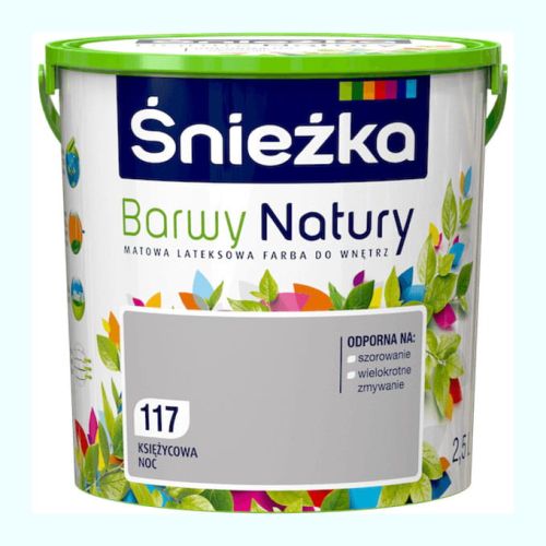 Farba lateksowa Śnieżka Barwy Księżycowa Noc 2,5L matowa do ścian i sufitów wewnętrznych odporna na szorowanie