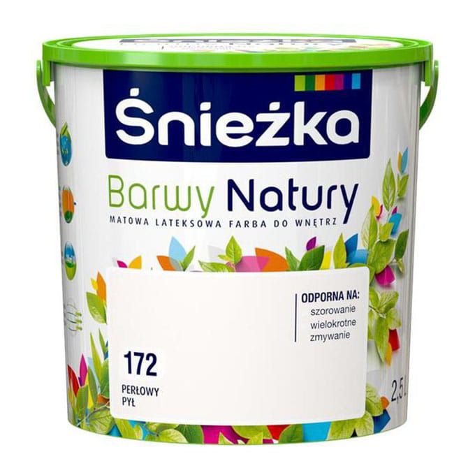 Farba lateksowa Śnieżka Barwy Natury Perłowy Pył 2,5L matowa do ścian i sufitów wewnętrznych odporna na szorowanie